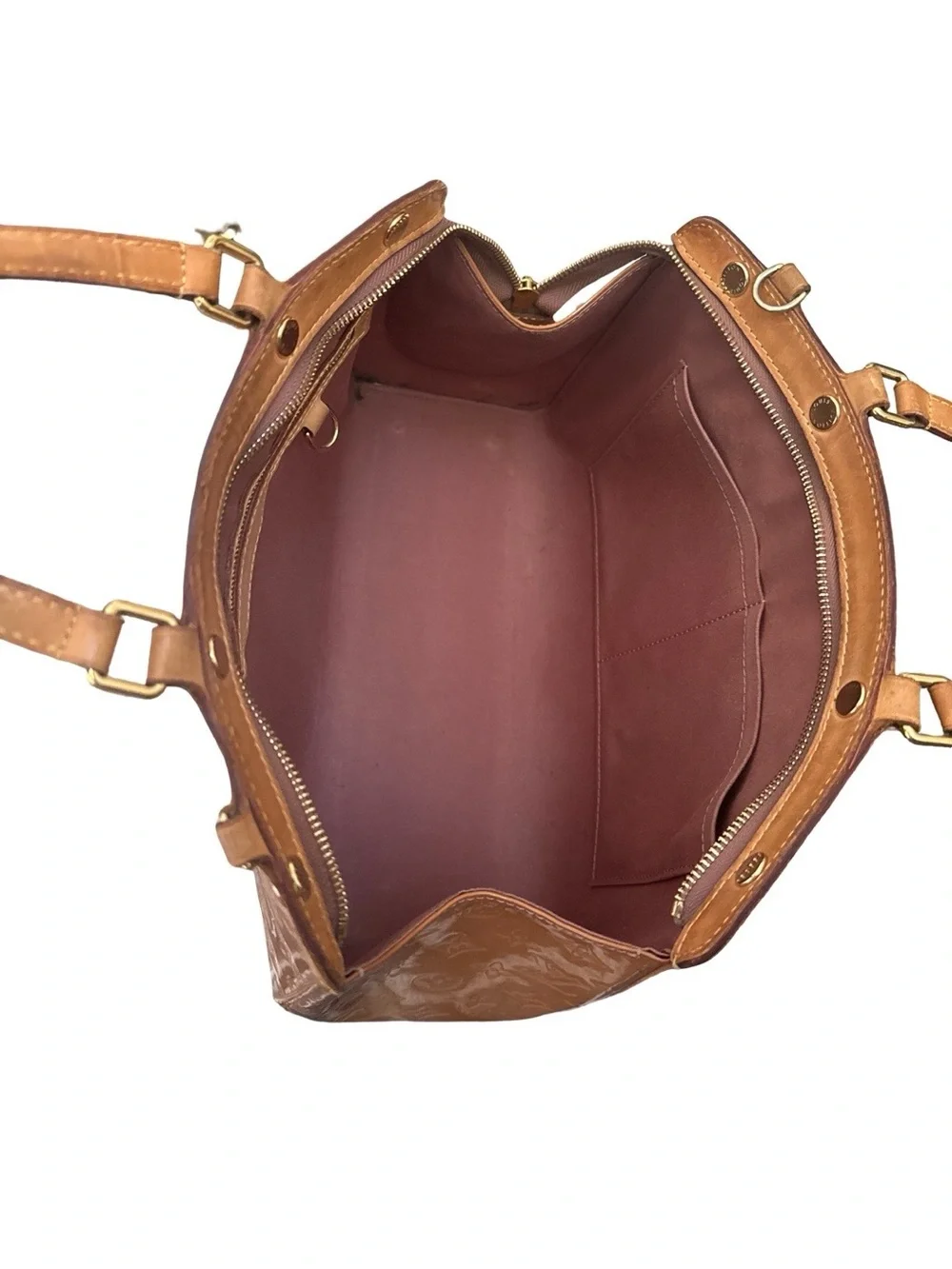 Louis Vuitton Vernis Brea GM Bronze Patent Leather Satchel Shoulder Bag